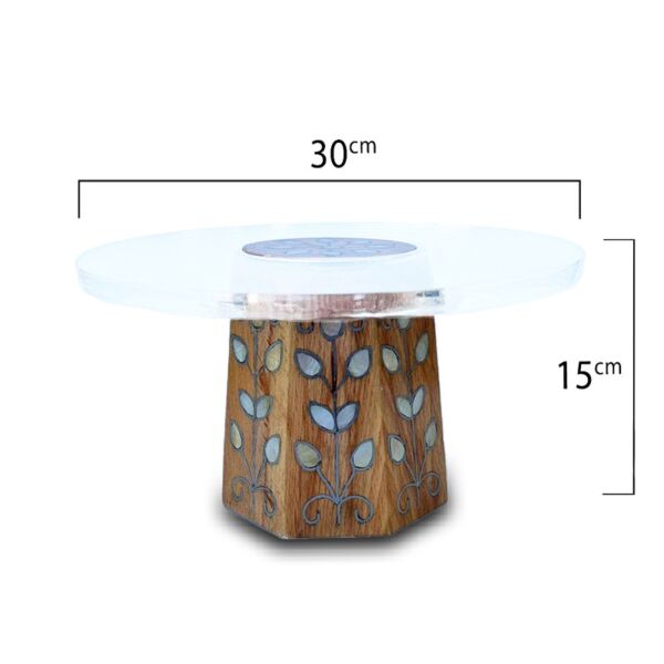 طبق تقديم بقاعدة اكريلك مطعم صدف شامي مقاس وسط - خشبي غامق 