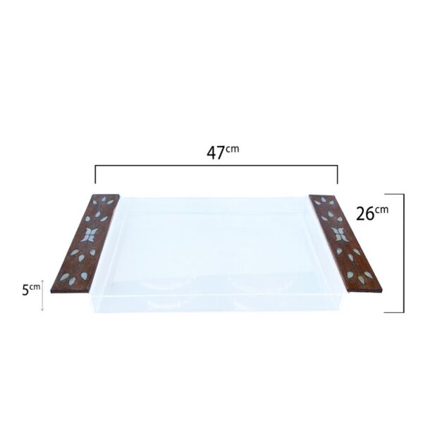 صينية بلكسي مطعمة صدف سوري  - خشبي غامق