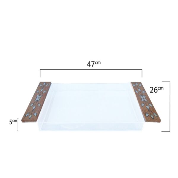 صينية بلكسي مطعمة صدف سوري - خشبي فاتح