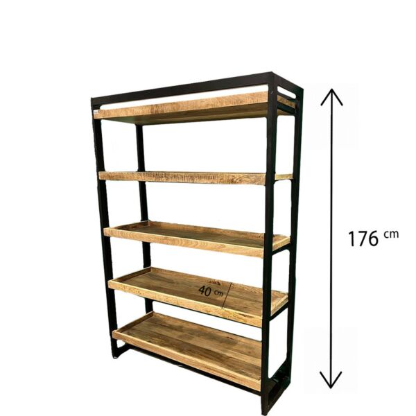 وحدة عرض من الخشب الطبيعي والمعدن 5 أرفف