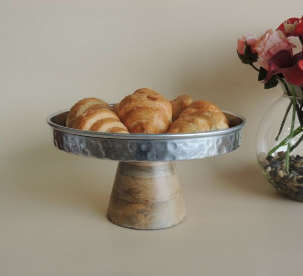 وعاء تقديم بقاعدة مرتفعة رايليس - كبير - فضي