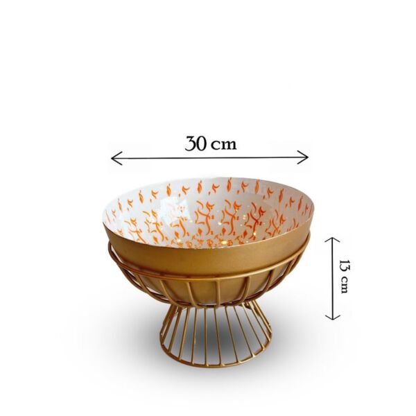 وعاء تقديم بقاعدة مع ستاند اريبيا - ذهبي