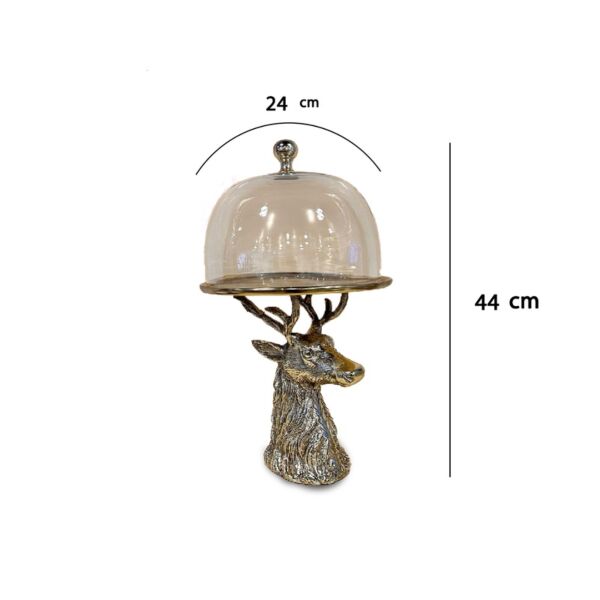 طبق تقديم بقاعدة مرتفعة بقاعدة مجسم غزال مقاس وسط - لون ذهبي