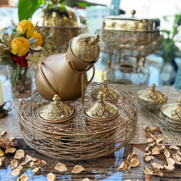 طقم جرة تقديم فول نيست 5 قطع - ذهبي