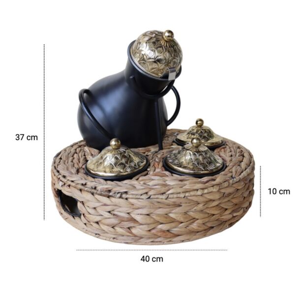 طقم جرة تقديم فول غراس 5 قطع - اسود وقاعدة بيج