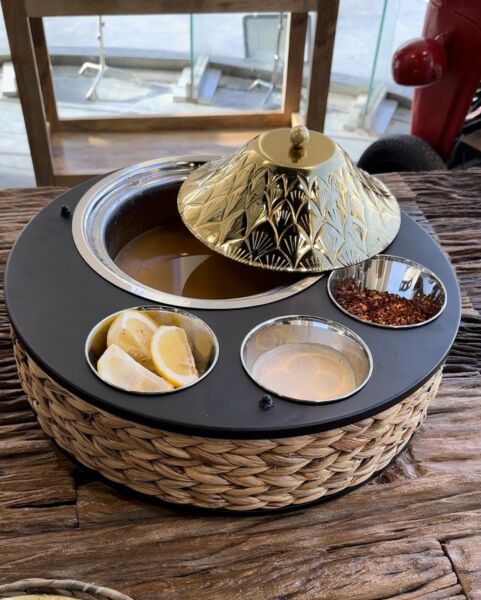 طقم حافظة طعام و 3 زبديات غراس - خشبي