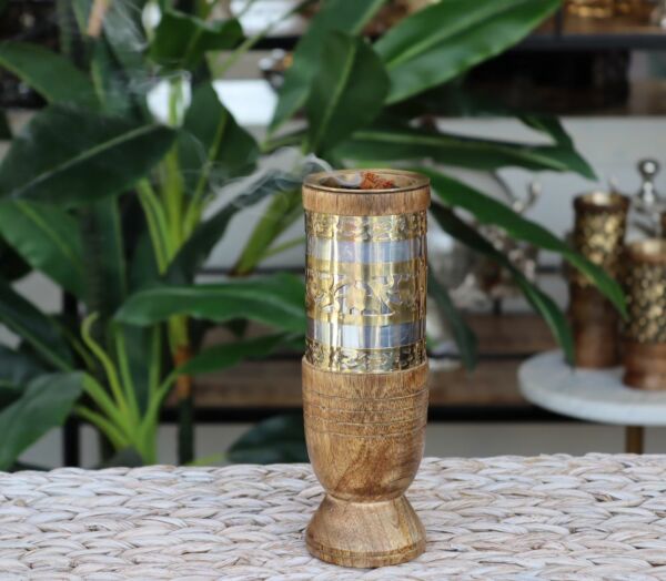 مبخرة اندلوسية نقش فلور كبيرة - بني