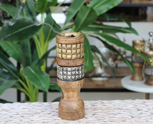 مبخرة  اندلوسية نقش مربعات كبير - بني