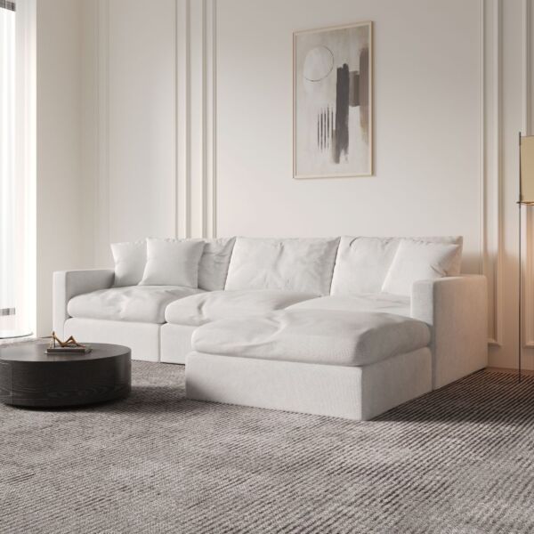 كنب زاوية يمين ويسار كلاود - ابيض