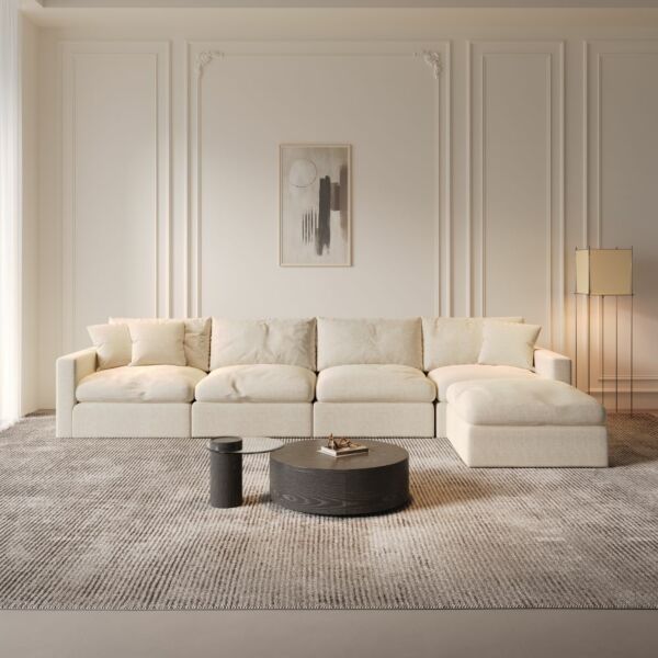 كنبة مفردة بدون ذراعين كلاود - كريمي