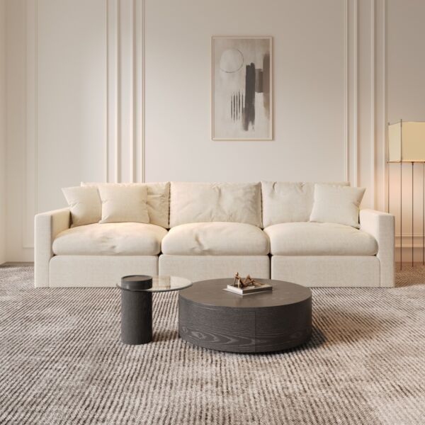 كنبة زاوية مفردة يسار كلاود - كريمي