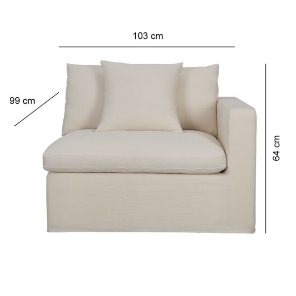 كنبة زاوية مفردة يسار كلاود - كريمي