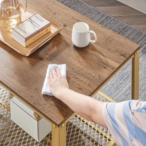 طاولة قهوة فانيل من هوقا- بني وذهبي