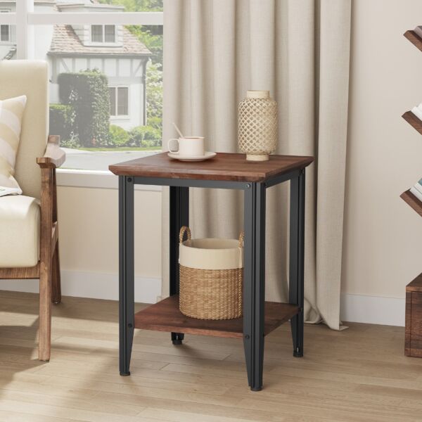 طاولة جانبية لينوسا - بني وأسود