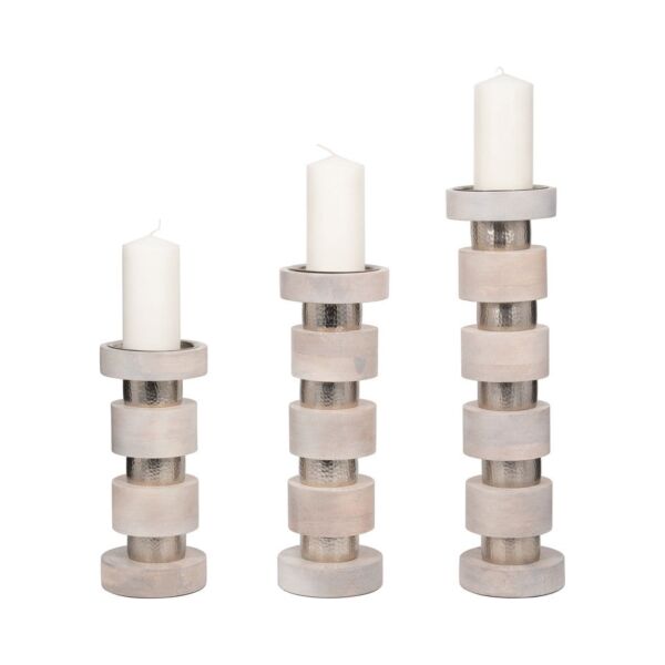 طقم شمعدانات خشبية هوليس 3 قطع