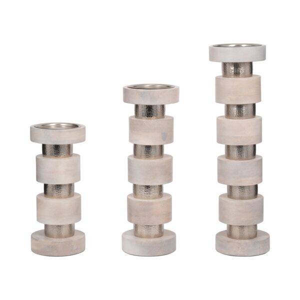 طقم شمعدانات خشبية هوليس 3 قطع