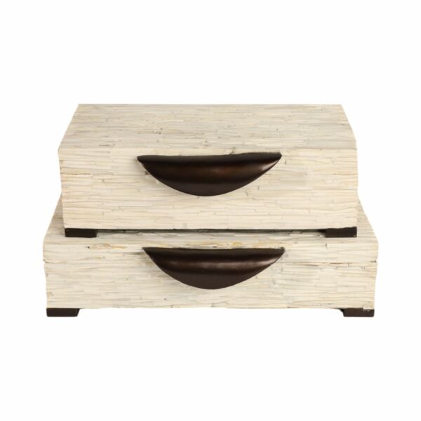 طقم صندوق قطعتين من الراتنج - كريمي