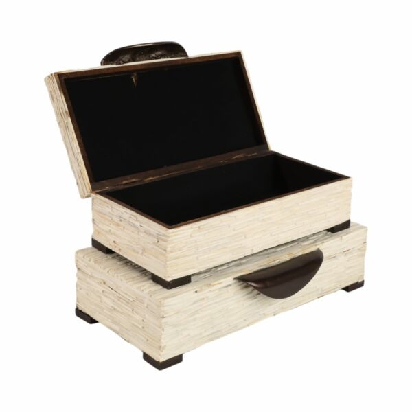 طقم صندوق قطعتين من الراتنج - كريمي