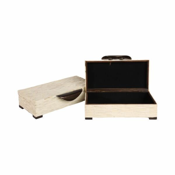 طقم صندوق قطعتين من الراتنج - كريمي