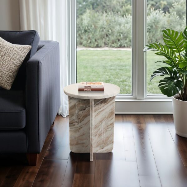 طاولة جانبية ماربل صغيرة - بني