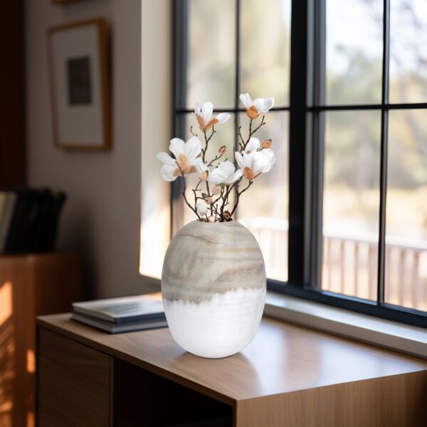 فازة زجاجية رينولاي - رمادي