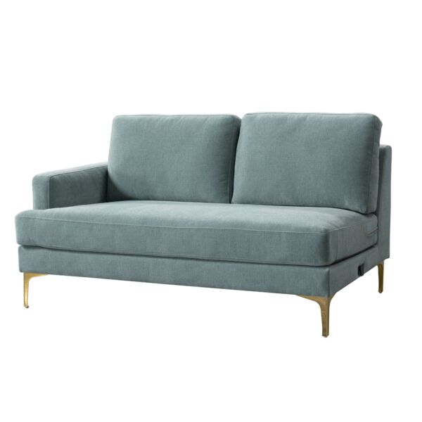 كنب زاوية شكل حرف L بالين - رمادي وذهبي