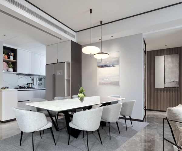 طاولة طعام ونستون - ابيض وأسود