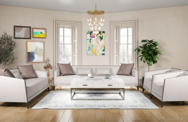 كنبة ثلاثية بريستيج - كريمي