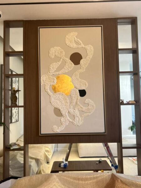 لوحة جبسية مقاس 120x200 سم ارام - برواز شامبين