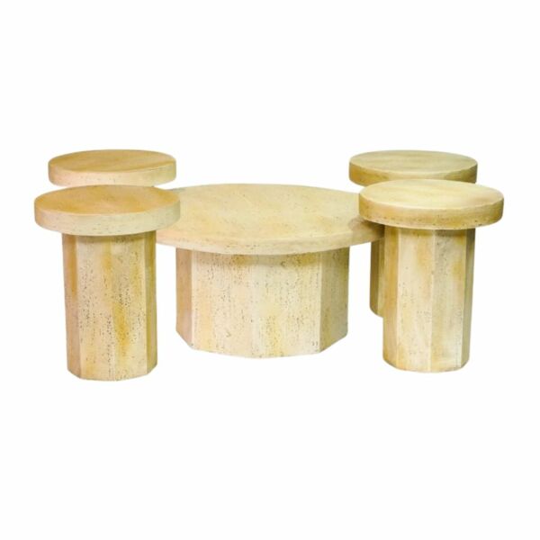 طقم طاولة قهوة وجانبية 5 قطع جبس ميرال