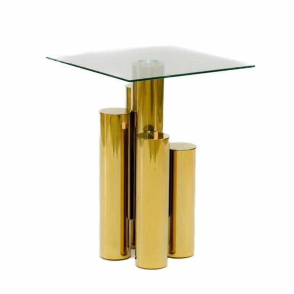 طقم طاولة قهوة وطاولات جانبية ستيل وزجاج موروكو - 5 قطع