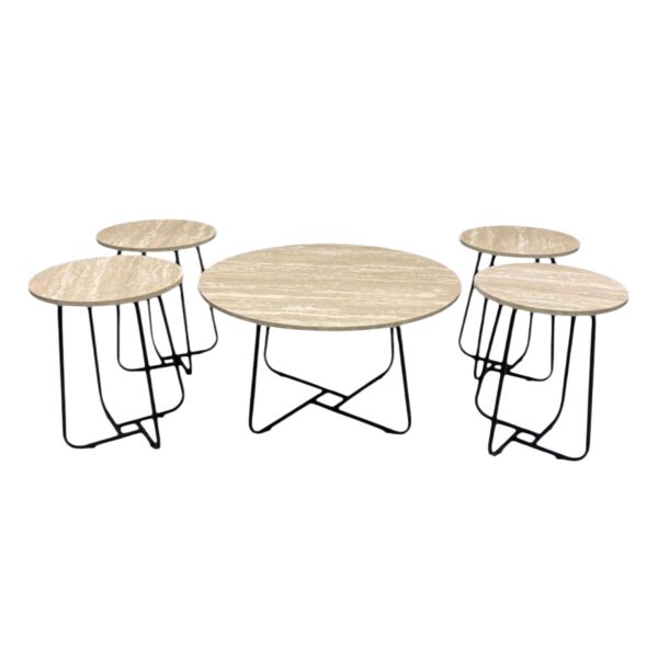 طقم طاولة قهوة وطاولات جانبية ريبال 5 قطع - خشبي