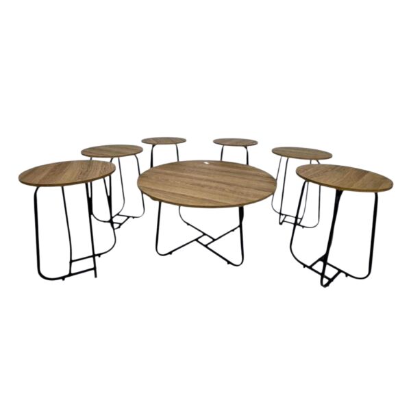 طقم طاولة قهوة وطاولات جانبية بيلا 7 قطع - بني فاتح