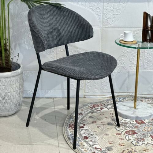 كرسي طعام سالين - رمادي و اسود