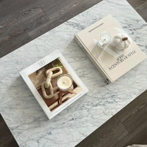 طاولة قهوة رخام طبيعي آريا - ابيض