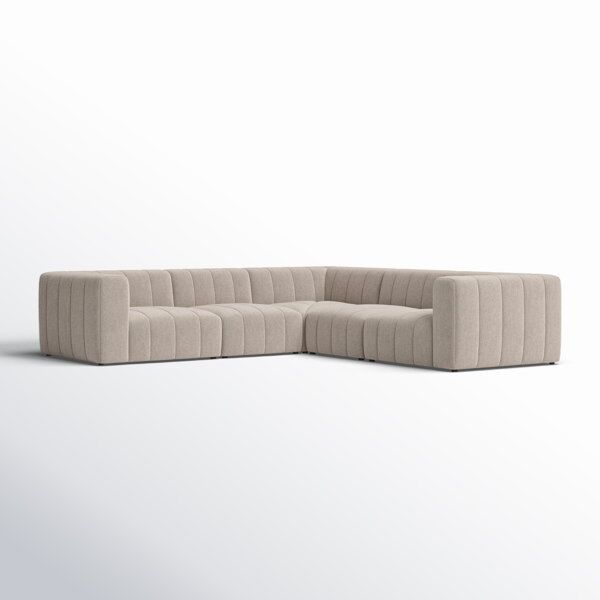 كنب زاوية هافن- 5 قطع - رمادي فاتح