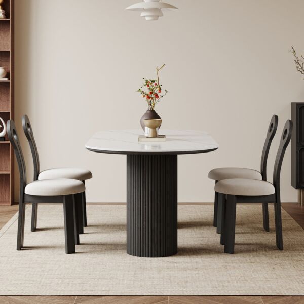 طاولة طعام 8 اشخاص مولتو - ابيض واسود