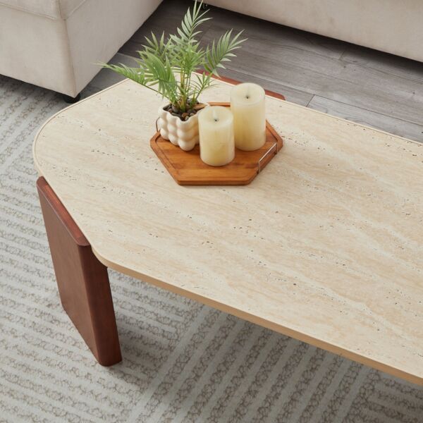 طاولة قهوة بيلا - بني وبيج