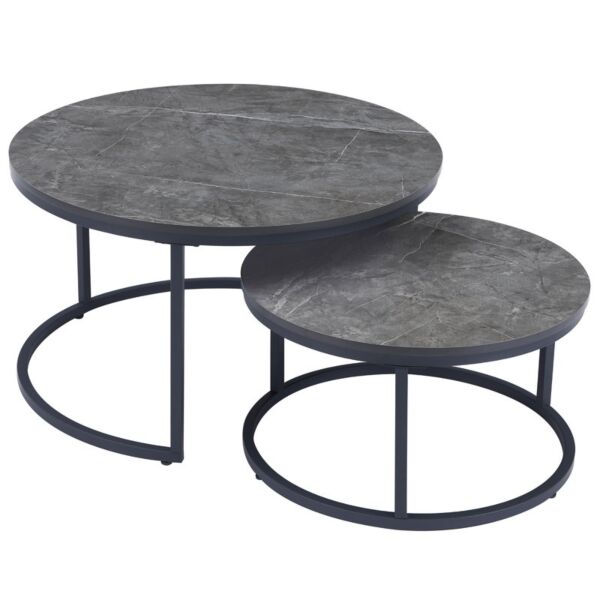 طاولة قهوة متداخلة فيرونا قطعتين - اسود