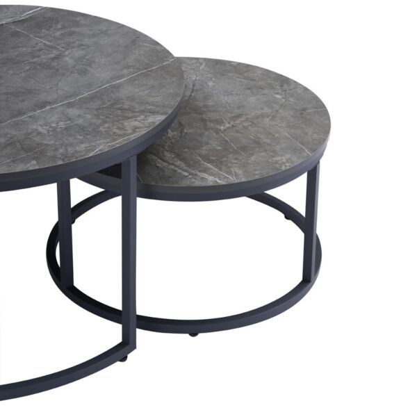 طاولة قهوة متداخلة فيرونا قطعتين - اسود