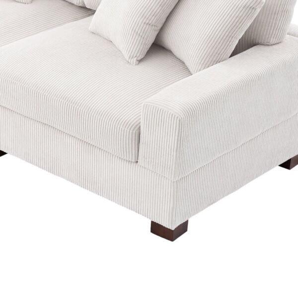 كنب زاوية مخمل سابينا - اوف وايت