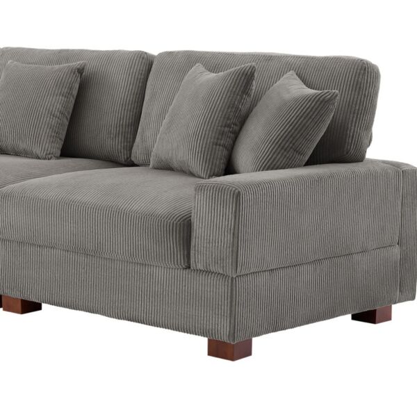 كنب زاوية مخمل سابينا - رمادي فاتح