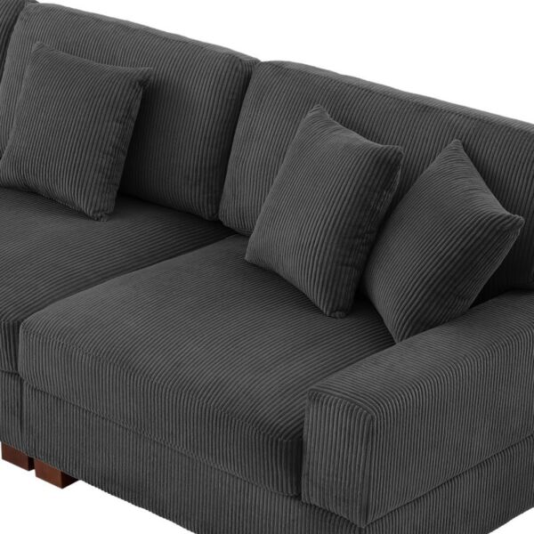 كنب زاوية مخمل سابينا - رمادي