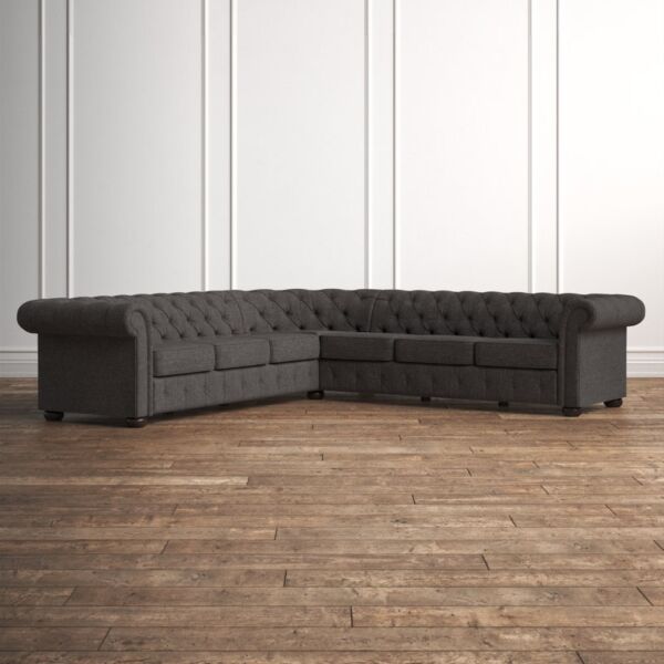 كنب زاوية كتان لاجون - رمادي غامق