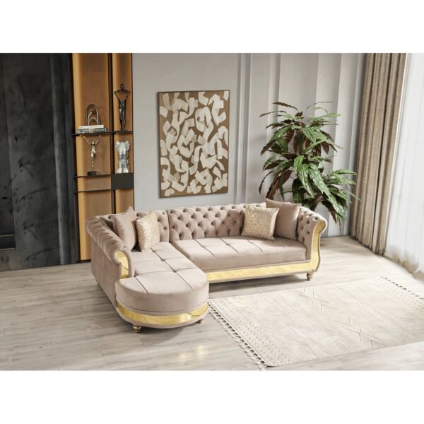 كنب زاوية مخمل سيرينا - بني فاتح