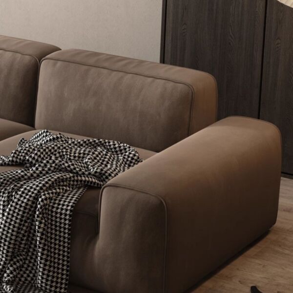 كنبة رباعية مخمل سيدرا - بني