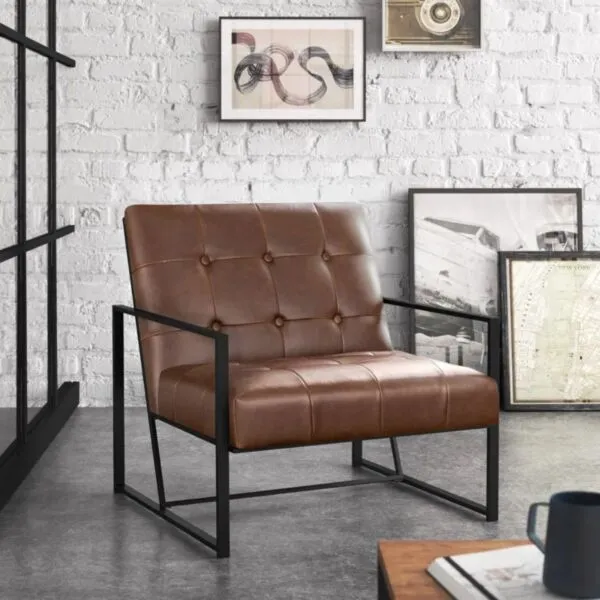 كرسي جلد رويال أوبال بلوم - بني غامق