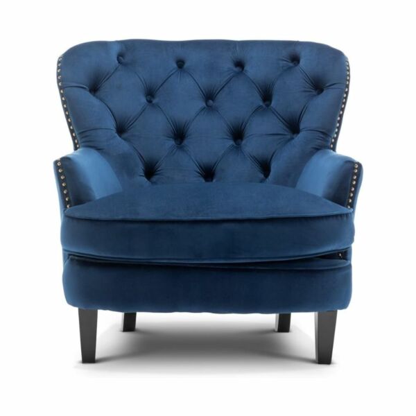 كرسي مفرد مخمل فيلفيت فيل - ازرق