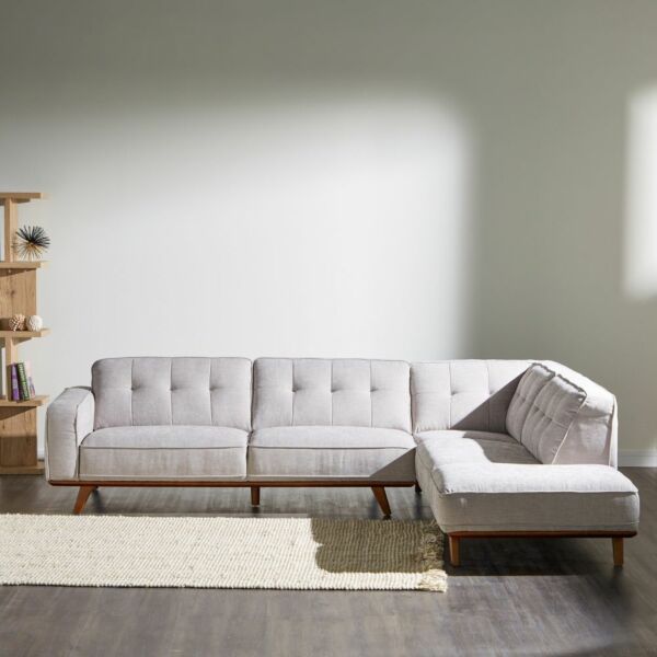 كنب زاوية حرف L ليكسز - رمادي فاتح