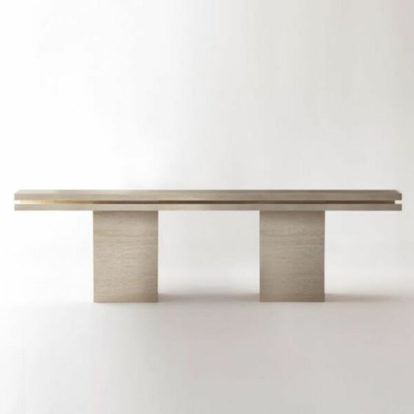 طاولة طعام رخام ترافنتينو 8 أشخاص بيكو - بيج